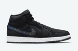 Men's Air Jordan 1 Mid Crater Shoes - Black / Racer Blue / White / Multi-Color - Sneaker-bargains Nike