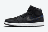 Men's Air Jordan 1 Mid Crater Shoes - Black / Racer Blue / White / Multi-Color - Sneaker-bargains Nike