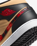 Men's Air Jordan 1 Mid SE Shoes - Black / Sesame / Fire Red / Multi-Color - Sneaker-bargains Nike