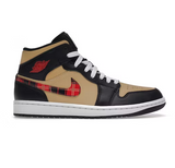 Men's Air Jordan 1 Mid SE Shoes - Black / Sesame / Fire Red / Multi-Color