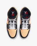 Men's Air Jordan 1 Mid SE Shoes - Black / Sesame / Fire Red / Multi-Color - Sneaker-bargains Nike