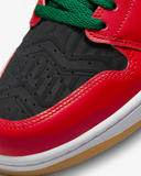 Men's Air Jordan 1 Mid SE Shoes - Black / White / Malachite / Fire Red - Sneaker-bargains Nike