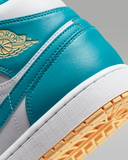 Men's Air Jordan 1 Mid Shoes - Aquatone / White / Celestial Gold - Sneaker-bargains Nike