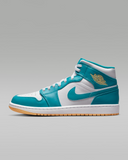 Men's Air Jordan 1 Mid Shoes - Aquatone / White / Celestial Gold - Sneaker-bargains Nike