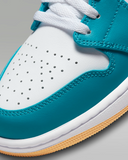 Men's Air Jordan 1 Mid Shoes - Aquatone / White / Celestial Gold - Sneaker-bargains Nike