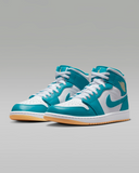 Men's Air Jordan 1 Mid Shoes - Aquatone / White / Celestial Gold - Sneaker-bargains Nike