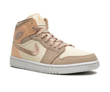 Women's Air Jordan 1 Mid SE Shoes - Brown / Sail / Desert - Sneaker-bargains Nike