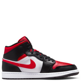 Men's Air Jordan 1 Mid Shoes - Black / Fire Red / White - Sneaker-bargains Nike